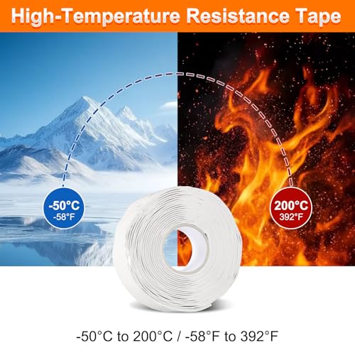 Image of uxcell 3 Pcs Self Fusing Silicone Tape, 1 inch x 10ft Waterproof Water Leak Sealing Tape for Plumbing Pipe Hose Repair Handles, White (0.5mm Thick)