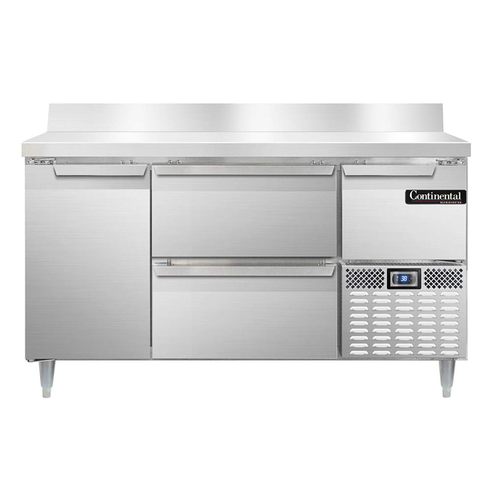 Continental Refrigerator DLRA60-SS-BS-D Designer Line Refrigerated Base Worktop Unit, 60