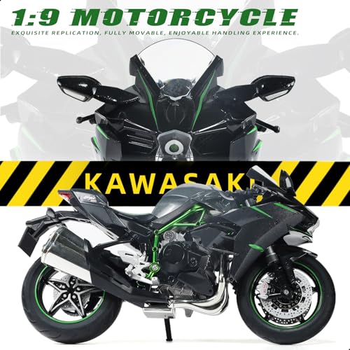 Image of 1:9 Motorcycle Model Collectible Compatible for Kawasaki Ninja H2 | Premium gift box, die-cast body with detailed engine & frame, fits 7-10in dolls, perfect for display