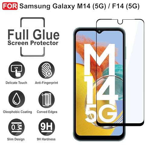 Image of CEDO Tempered Glass for Samsung Galaxy M14 / F14 (5G) | Screen Protector Full HD Quality Tempered Glass Anti-Scratch Edge to Edge Coverage with Easy Installation Kit (Black)