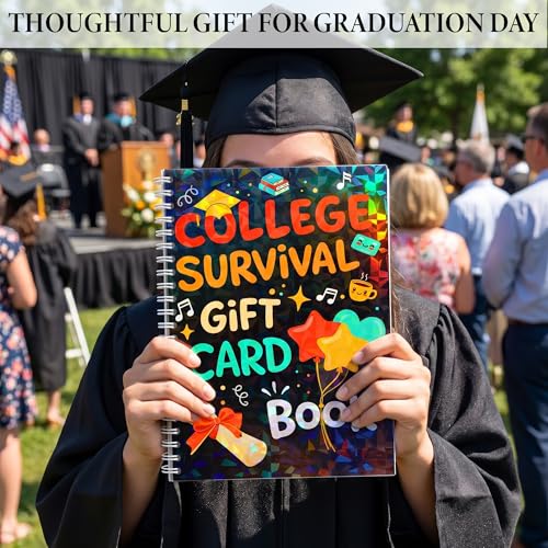 Image of Sensemory College Survival Gift Card Book 7 x 5 Inch, 20 Pages Gift Card Book for Student, Survival Kit Giftcard Booklet, College Gifts for Students, Girls, Boys, Senior, Her, Him