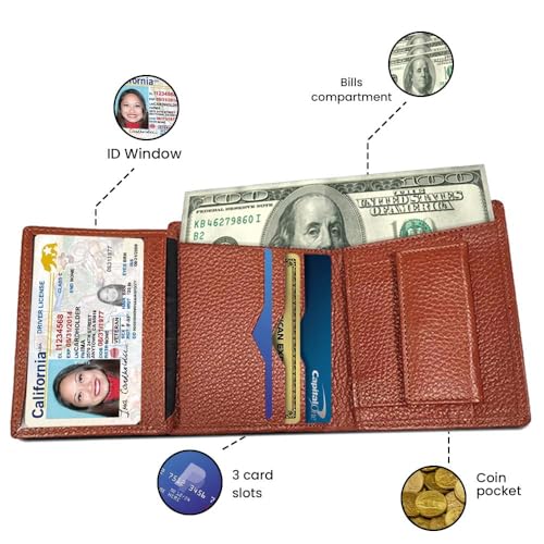 Leather Bifold Wallet For Men Top Grain Slim Wallets With Coin Pocket (Mustard)2