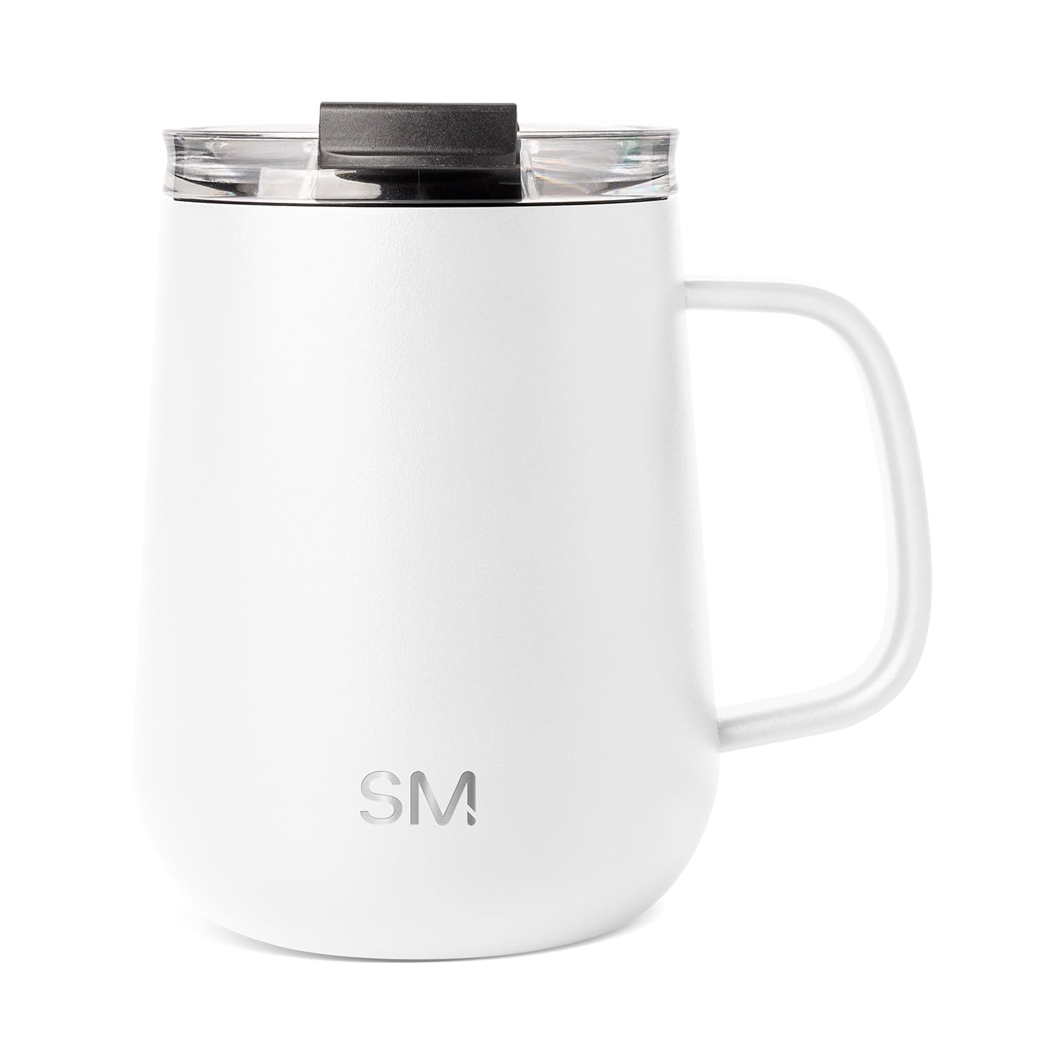 Travel Coffee Mug with Handle | Insulated Stainless Steel Coffee Tumbler Tea Cup | Gifts for Women and Men | Voyager Collection | 350ml | Winter White