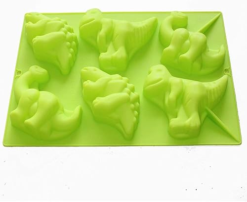 Miniatura 4 de X-Haibei Juego de moldes de silicona de dinosaurio, molde de dinosaurio de 6 cavidades para jabón, bombas de baño, cera de velas, yeso y cubos de