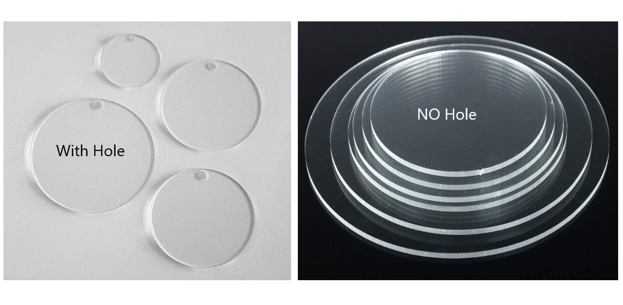 30 Laser Cut Clear Acrylic Blank Round Discs Smooth Edge Transparent Plexiglass Circles 1/8 inch (3 mm) with or Without Holes DIY Crafts Keychains Jewelry Gift Tags (4", No Hole)