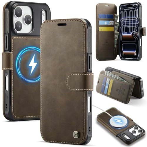 Étui en cuir iPhone 12 Pro Max marron avec clapet magnétique élégant