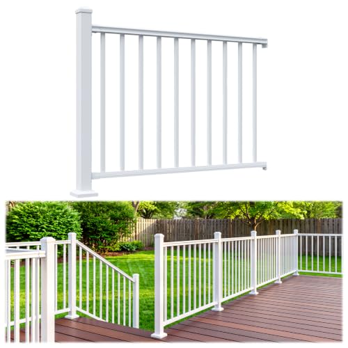 Image of Egadis 1 Pack 36 in x 4 ft Modular Aluminum Deck Railing Kit, White
