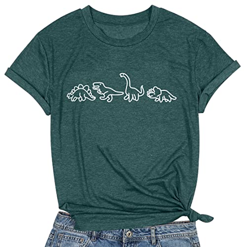 Women Cute Dinosaurs Graphic Tees Girls Short Sleeve Casual Crew Neck Tshirt Tops3