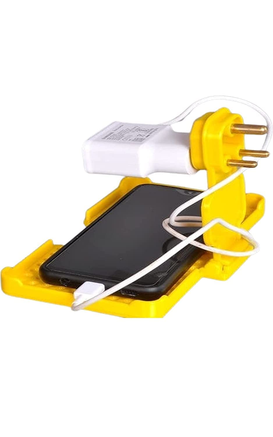 DSNS Multi-Purpose Mobile Wall Holder Stand for Charging Phone Just Fit in Socket and Hang Power Plug Pack of 1 (Yellow)