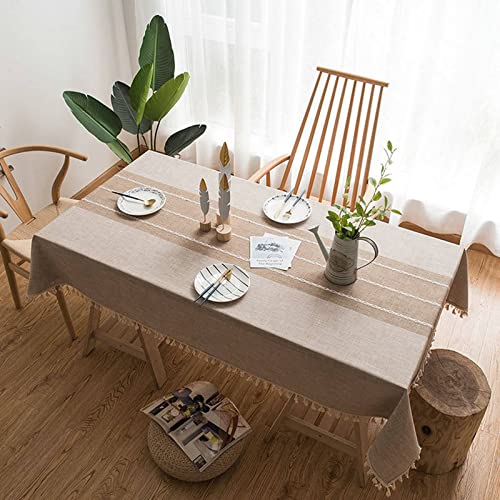 Mantel rectangular de hule cuadrado impermeable de 140 x 180 cm, diseño de azulejos de cemento marrón, elegante decoración de mesa, protección para mesas de comedor