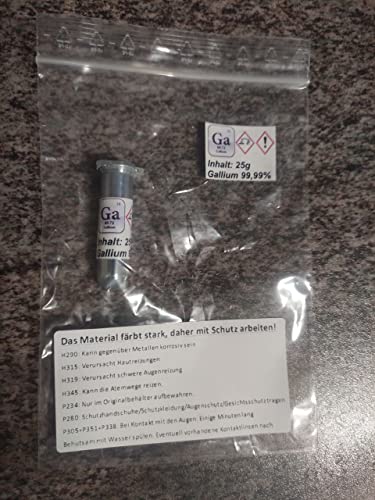 Gallium 99,99% Ga 31 Flüssigmetall 25g, 50g,100g (a 25g) (25g (1x25g)) Cover
