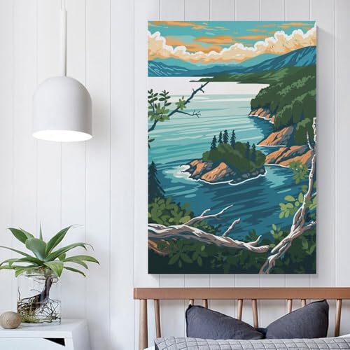 Affiche du lac Baïkal vintage 60x90 cm pour décoration murale