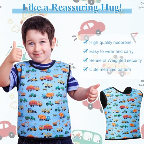 Image of Janmercy Kids Compression Vest Ages 2 to 9 Soft Adjustable Breathable Neoprene Comfort Vest for Boys Girls School Home Daily(Truck,Medium)