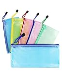Newbested 30 PCS 5 Colors A4 Plastic Zip File Paper Document Folder Bags Storage Pouch Waterproof Plastic Double Layer Zipper File Bags Invoice pouches Bill Bag Pencil Pouch Pen Bag