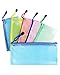 Newbested 30 PCS 5 Colors A4 Plastic Zip File Paper Document Folder Bags Storage Pouch Waterproof Plastic Double Layer Zipper File Bags Invoice Pouches Bill Bag Pencil Pouch Pen Bag