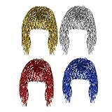 BinaryABC Tinsel Wigs,Halloween Cosplay Wigs,Halloween Costume Dress up Party Decorations Supplies,4Pcs