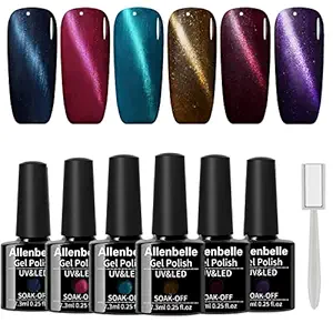 Allenbelle Magnet Gel Nail Polish Cat Eye Gel Nail Polish Soak Off UV Magetic Gel Nail Polish (with Magetic As Gift,7.3Ml) (001)