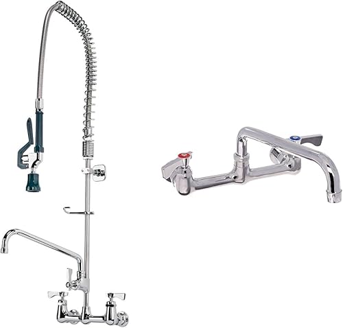 Miniatura 9 de Krowne 17 - 109WL - Montaje central de pared para pre-enjuague con llave complementaria de 8 pulgadas, boquilla de 12 pulgadas, bajo en plomo