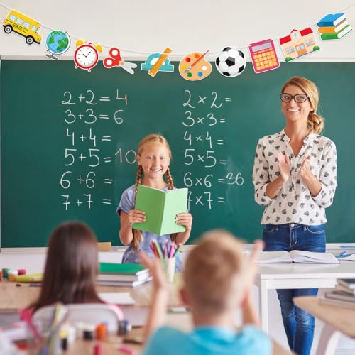 Image of Hooqict Back to School Banner Decorations Welcome Back Party Banner for Bulletin Board First Day of School Office Classroom Party Decorations