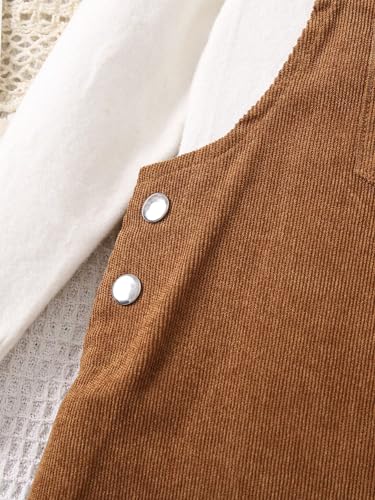Girl's Corduroy Overall Dress Button Sleeveless Pinafore Dress with Front Pocket4