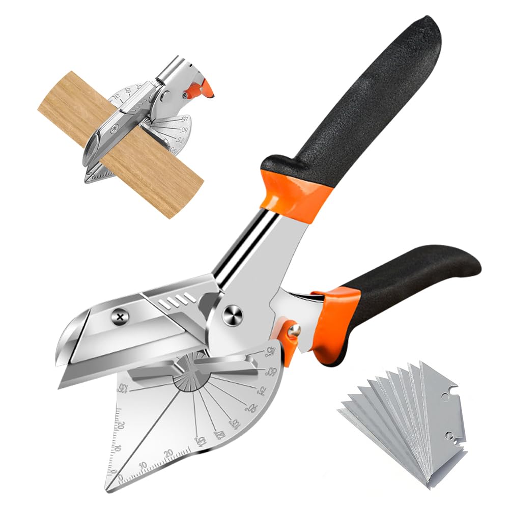 XEERUN Miter Shears - 45 to 135 Degree Multi Angle Trim Cutter,Gasket Shear for Cutting Soft Wood, Plastic, PVC and More, mitre Shears Including 10 Spare Blades