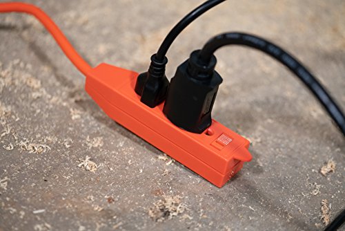 Coleman Cable 04003 16/3 SJTW Trinector Extension Cord, 3-Foot, Orange