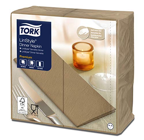 Guardanapo Premium Linstyle Bege 1 Pacote com 50 Folhas, Tork, Bege