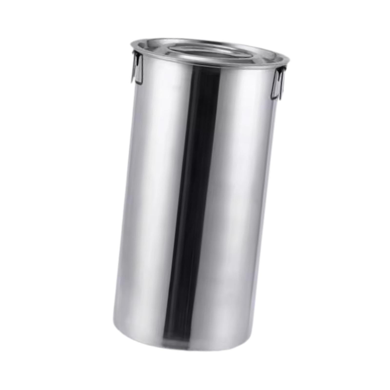 Jarra de leche única, cubo de hielo para guardar bebidas heladas, tés y bebidas en fiestas o reuniones al aire libre. Cubo acero inoxidable con tapa y doble asa, Plata, 22x40cm15L