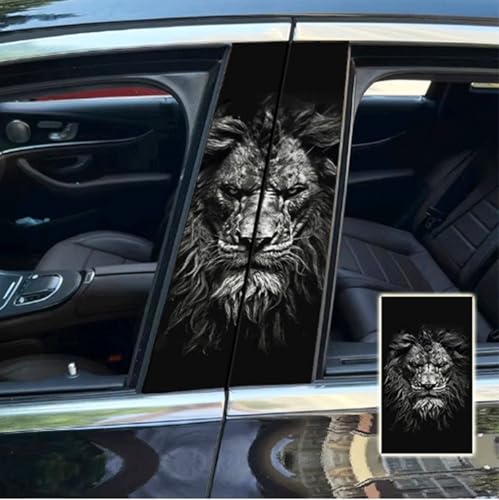 Image of 2pcs /1set Car B Pillar Sticker Decal Upgraded Vinyl Car Decals Body Side Stickers,Wolf Lions Rose Tigers Graphics Scratch Cover Large Sticker for Car Auto Van SUVs Trucks 19.6'' (Black Lions)