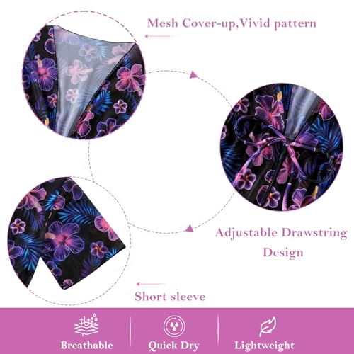 Image of Funnycokid Girls Bathing Suits One Piece Swimsuit with Cover Up Kids Swim Suit Size 8-16