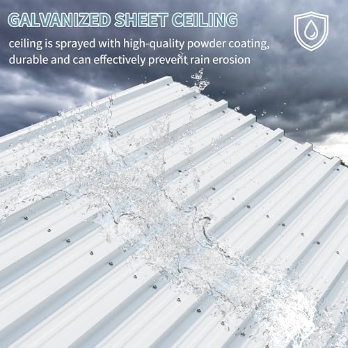 Image of Shintenchi 12x20 FT Metal Carport, Oversized Carport Garage with Enhanced Base, Outdoor Galvanized Car Shelter, Heavy Duty Carports Canopy, for Car, Boats and Tractors, White