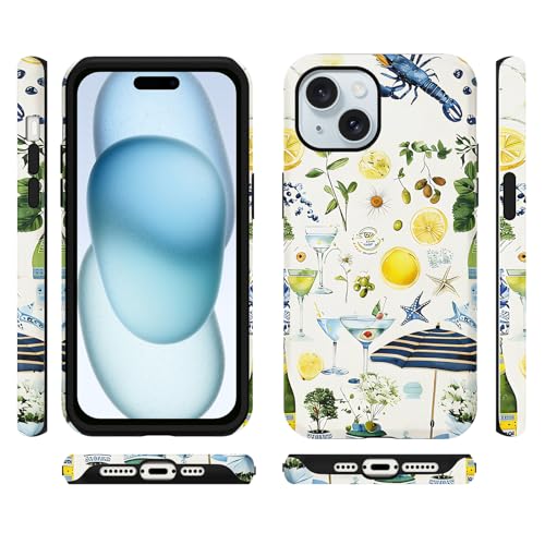 Coque iPhone 15 collage d'été antichoc esthétique citrons - 6