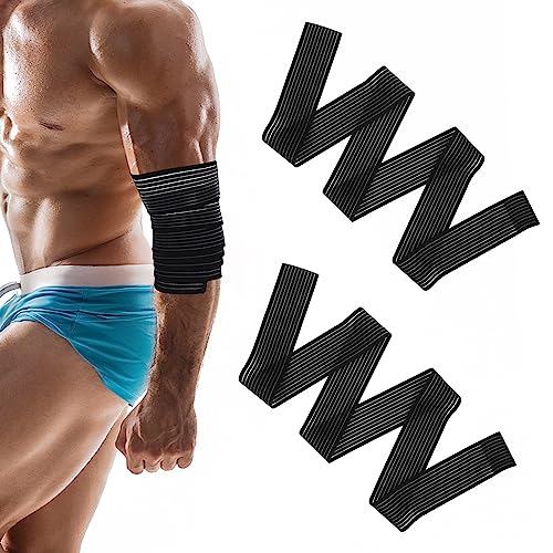 Abeillo 2 Stück Kniebandage Sport Bandage, 90 cm Kompressionsbandage Elastisches Einstellbar Wadenbandage, Komprimierte Kniestütze für Arm, Ellbogen, Wade, Hand, Knöchel, Handgelenk, Knie