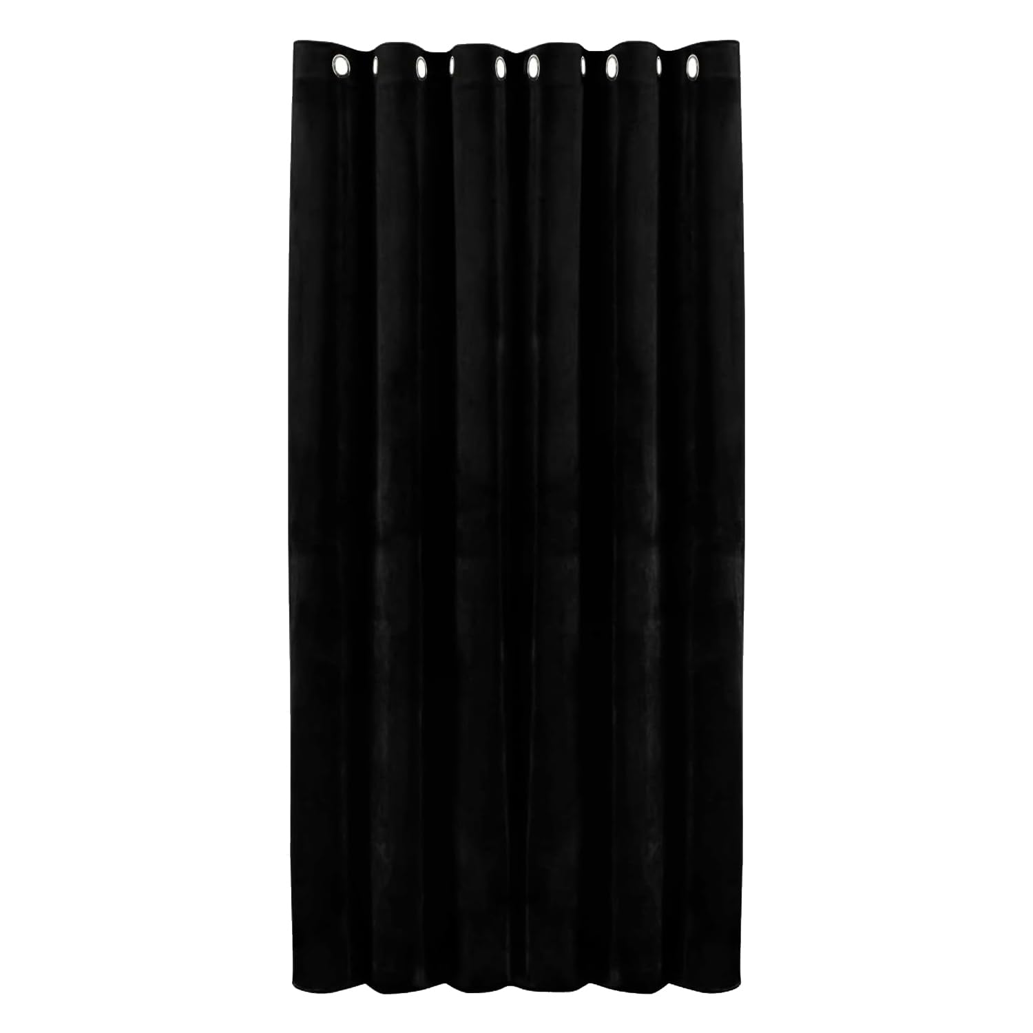 Hafaa Black Blackout Curtain for Bedroom – 66" wide x 84 inch drop Super Soft Crushed Velvet Curtain for Living Room – 1 Panel Eyelet Curtain with Matching Tie Back (168cm x 213cm)
