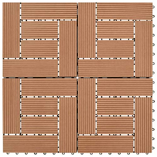 Tidyard 11 stuks dektegels van PVC, bruin/grijs, tuintegels voor buiten, vierkant, van hout, voor buiten, van hout, 30 x 30 cm, 1 m² - Image 4