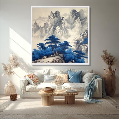Peinture de paysage sur toile TONGYINLI 45x45cm avec cadre intérieur pour salon