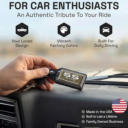 Image of Brotherhood 1968 Compatible with Chevelle SS 396 Ash Gold Engine Emblem Design Key Chain Key Holder Key Ring For Men Heavy Duty Car Key Ring For Men and Women