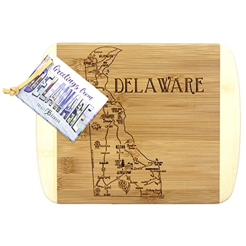 Image of Totally Bamboo A Slice of Life Delaware Engraved Map Cutting Board