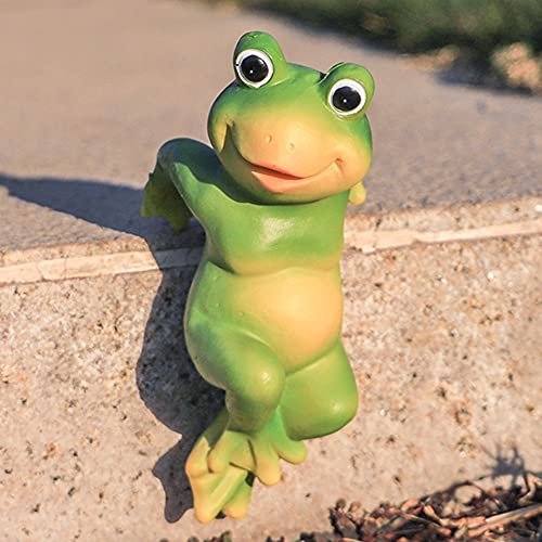 iRonrain Ornements De Jardin Figurine De Grenouille en Résine De 5,5 Pouces, Accessoires De Statue D'extérieur, Décoration pour Maison, Jardin, Allée, Pelouse Cover