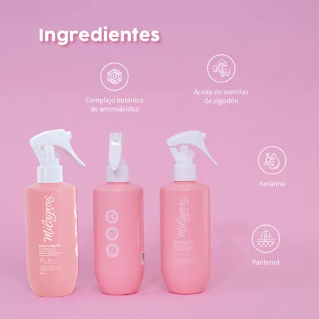 Desenredante Termoprotector Multibeneficios Edición Limitada Martina cabellos Milagros 8.4 fl oz Haircare proteccion capilar all hair types Limited Edition