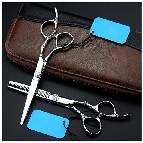 Ensemble de ciseaux de coiffure argent de 6 pouces pour coupe de cheveux et désépaississement