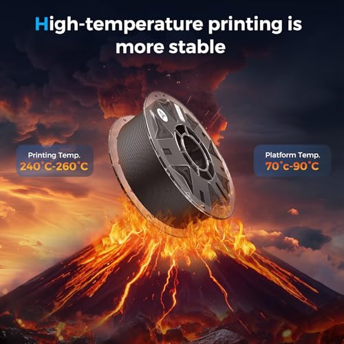 Creality Hyper PETG-CF Filament 1,75 mm: Hochgeschwindigkeits-3D-Druckfilament Carbon Fiber (30–300 mm/s), Maßgenauigkeit +/- 0,02 mm, Spule passend für die meisten FDM-3D-Drucker, 1KG Schwarz