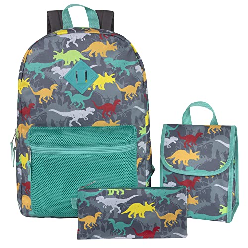 Mochila com lancheira e estojo de lápis para meninas e meninos, mochilas de 43 cm para crianças para