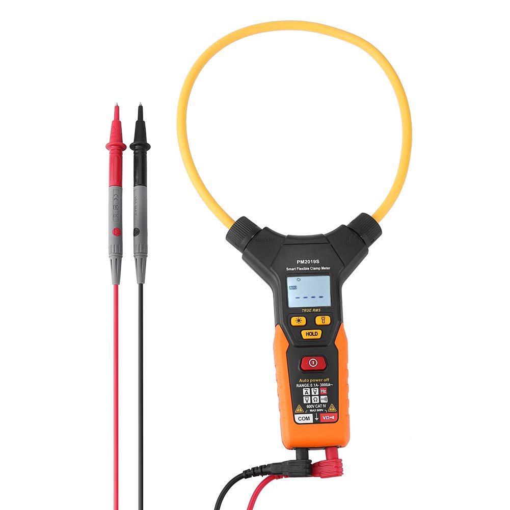 Pinza amperimétrica flexible digital portátil 3000A Kit de mantenimiento Probador de continuidad Multímetro de corriente CA Herramienta eléctrica de valor eficaz verdadero Rango automático(PM2019S)