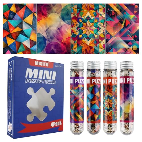 Mistius 4 Pack 150 pièces Mini Puzzles pour Adultes - Modèle de géométrie - Décoration de la Maison du Puzzle de Voyage