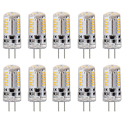 MUMENG 10 Pack 5W AC/DC 12v 350LM Bright G4 LED Lights Bulb Lamps 57 LED SMD3014 Warm White G4 Base LED Bulbs Non-dimmable 20W Incandescent Bulb Equivalent