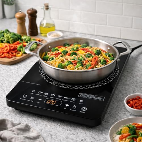 Image of Pencil Viva 1800W Induction Cooktop | Touch Control | BIS Certified | 4.5KV Surge Protection | 7 Preset Cooking Functions | Energy Efficient Electric Induction Stove for Home