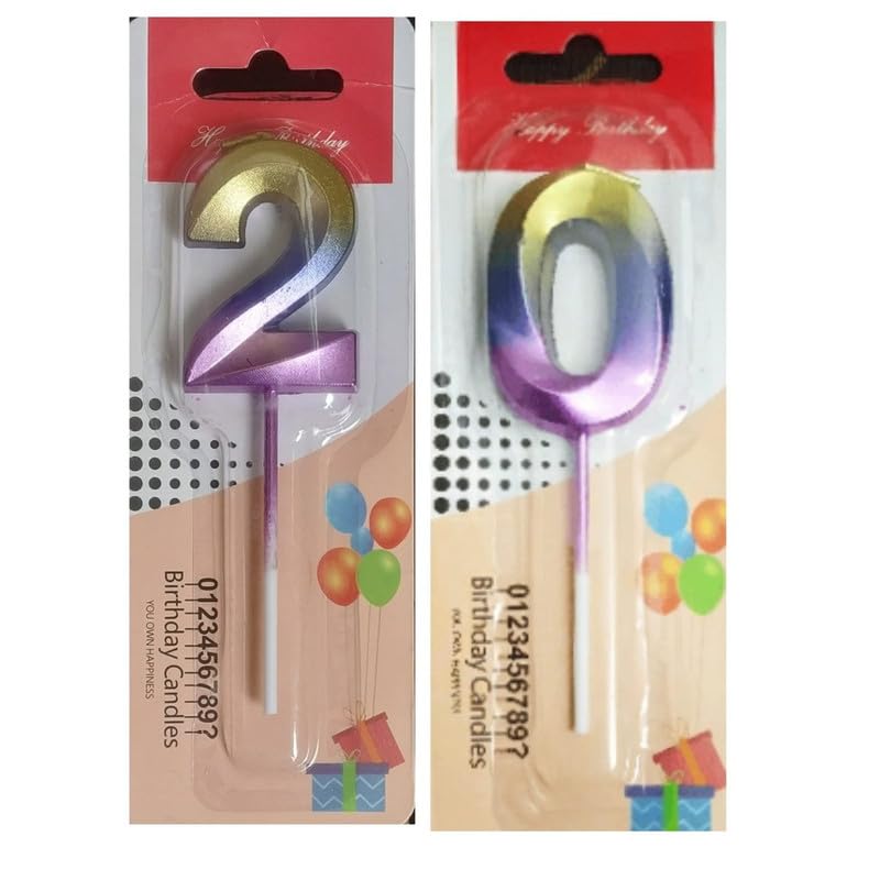 Image of Number Candles 3 inch for Birthday Parties, Wedding, Engagement, Valentines Day Celebration, Theme Party, Bridal Shower,Bachelors Decoration Multicolor (Numerical No 20)