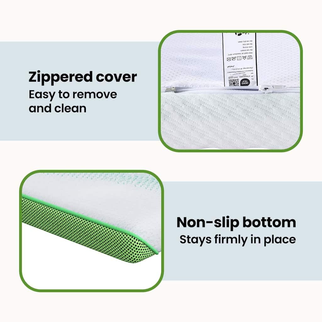 vidaXL Surmatelas Blanc et Vert 140 x 190 cm Tissu Jacquard, Confort de Chambre, surmatelas Moderne, Couche de Soutien en Mousse, Surface Douce, améliore Votre Sommeil pour des Nuits tranqu