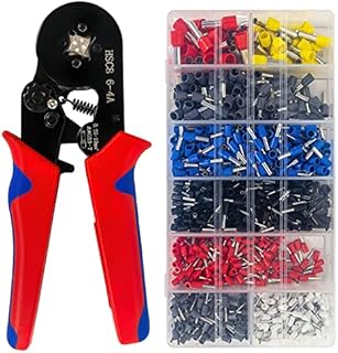 Bootlace Ferrule Crimping Tool, HFAN HSC8 6-4A 0.25-10mm² AWG23-7 Self Adjusting Ratcheting Ferrule Crimper, Wire end Cord end lug Plier Crimping Tool with 1250 Terminal Crimp Connectors